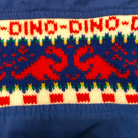Vintage Dinosaur Child’s Winter Coat, Blue and Red - 24M - Picture 3 of 6